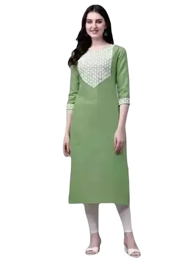 PARNAVI Chiken Embroidery Straight Kurti (XX-Large, Green)