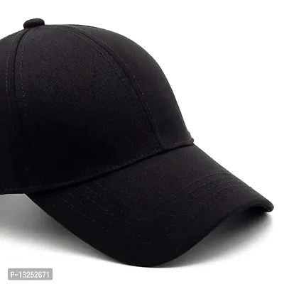 Black Plain Cap For Summer Wear-thumb2