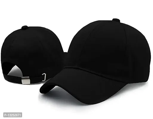 Black Plain Cap For Summer Wear-thumb3
