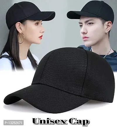 Black Plain Cap For Summer Wear-thumb4