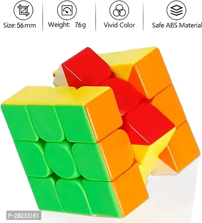 3X3 High Speed Stickerless Magic Cube Puzzle Toy (Multicolor) for all people.-thumb0
