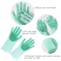 Silicon Hand Gloves Rubber, Cleaning Glove 1 Pair Gloves-thumb3