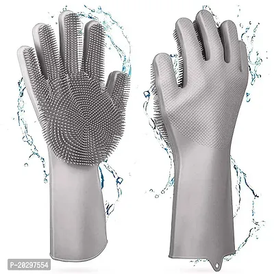 Silicon Hand Gloves Rubber, Cleaning Glove 1 Pair Gloves-thumb0