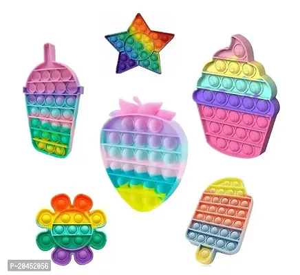 Popping Unbreakable , Washable, Anti Stress Relief Sensory Autism Toys for Kids (Rainbow + Multi) Any 2 Piece Pop It