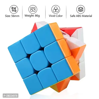 3x3 Stickerless Cube | Beginner Speedcube for Kids  Adults | Magic Speedy Stress Buster Brainstorming Puzzle (Multicolor).-thumb3