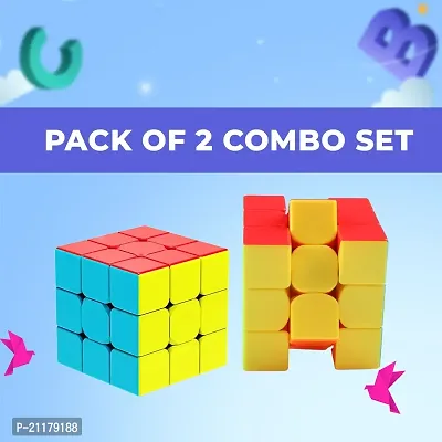 Stickless Cube 3x3 Speed Puzzle Cube for 14 Years and Up pack of 2.-thumb0