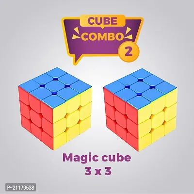 Cube Combo Set of 2 3x3 High Speed Sticker less Puzzle Cube for 14 Years and Up