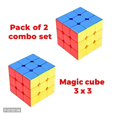 3x3 Stickerless Cube Combo (Pack of 2) | Speed cube for Beginners and Magic Speedy Stress Buster Brainstorming Puzzle for Kids and Adults (Multicolor)-thumb0