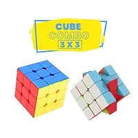 3x3 Stickerless Cube Combo (Pack of 2) | Speed cube for Beginners and Magic Speedy Stress Buster Brainstorming Puzzle for Kids and Adults (Multicolor)-thumb1