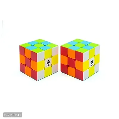 3x3 Stickerless Cube Combo (Pack of 2) | Speed cube for Beginners and Magic Speedy Stress Buster Brainstorming Puzzle for Kids and Adults (Multicolor)