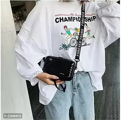 Detachable Shoulder Strap and Cosmetic Bag?//Stylish Side Shoulder Crossbody Bags For Girls (BLACK and WHITE DOT COLOR)-thumb3