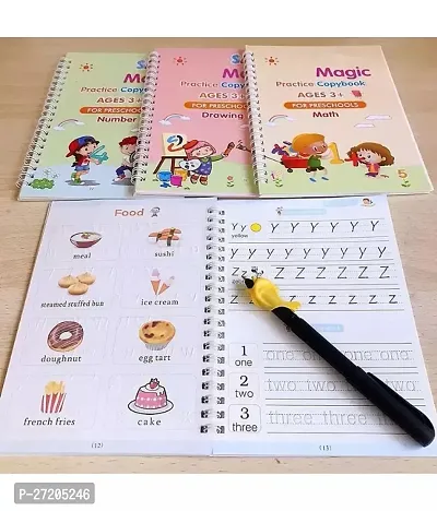 Number Book for Preschoolers with Pen, Magic Calligraphy Copybook Set Reusable Writing Tool Simply Hand Lettering Stationery-thumb0