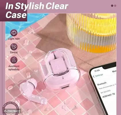 Wireless Earbuds, Transparent Charging Case and LED Digital Display, Bluetooth Earphones with ENC Noise Cancelling, Touch Control, Google Assistant and Siri Support (Blush Pink)-thumb2