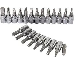 screwdriver tool 46 Piece 1/4 Drive Socket Ratchet Wrench Bit Repair Tool Kit - Ideal for Automotive Repairs Quick-Release Ratchet Handle, Portable Case-thumb1