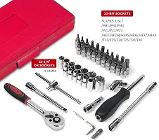 tool box set 46 Pieces 1/4 Inch Drive Industrial Grade Socket Ratchet Wrench Set, with Bit Socket Set Metric and Extension Bar for Auto Repairing and Household, With Thickened Storage Case-thumb3