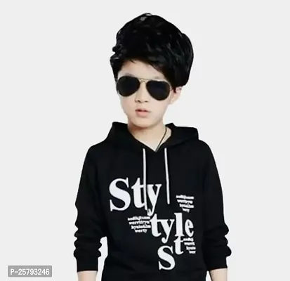Kids Boys  Girls Hooded Neck Full Sleeves Regular Fitted Cotton Bland Printed T Shirt-thumb0
