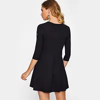 Womens Crepe Casual Black Dress-thumb3