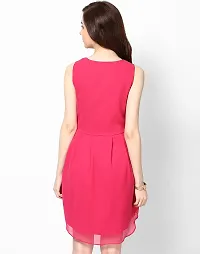 Womens Crepe Casual Pink Ruffle Dress-thumb2