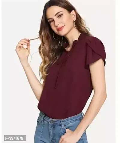 Trendy Crepe Solid Top For Women-thumb0