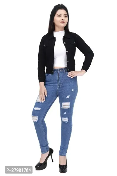 Women Solid Denim Jacket-thumb0