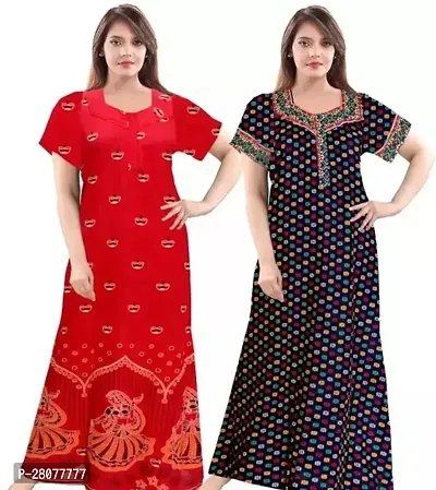 Classic Cotton Printed Nighty for Women Pack of 2-thumb0