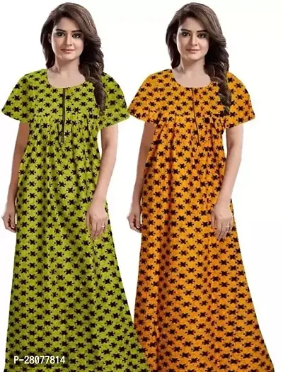 Classic Cotton Printed Nighty for Women Pack of 2-thumb0