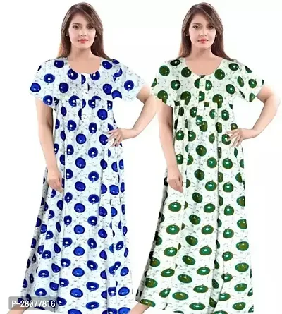 Classic Cotton Printed Nighty for Women Pack of 2-thumb0