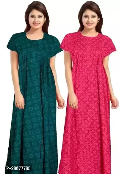 Classic Cotton Printed Nighty for Women Pack of 2-thumb0