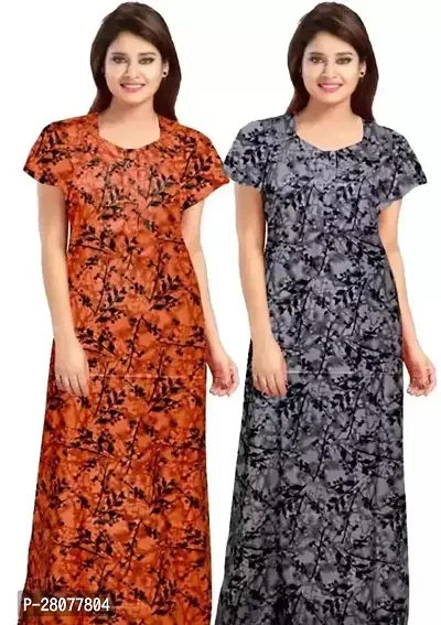 Classic Cotton Printed Nighty for Women Pack of 2-thumb0