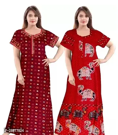 Classic Cotton Printed Nighty for Women Pack of 2-thumb0