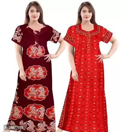 Classic Cotton Printed Nighty for Women Pack of 2-thumb0