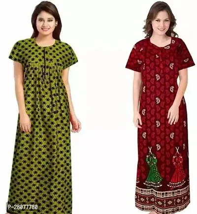 Classic Cotton Printed Nighty for Women Pack of 2-thumb0