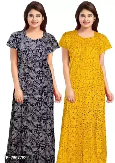 Classic Cotton Printed Nighty for Women Pack of 2