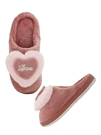 Elegant Peach Fur Self Design Slippers For Women-thumb1