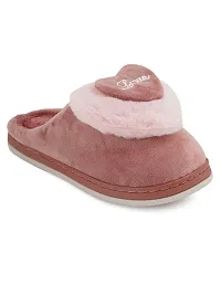 Elegant Peach Fur Self Design Slippers For Women-thumb2