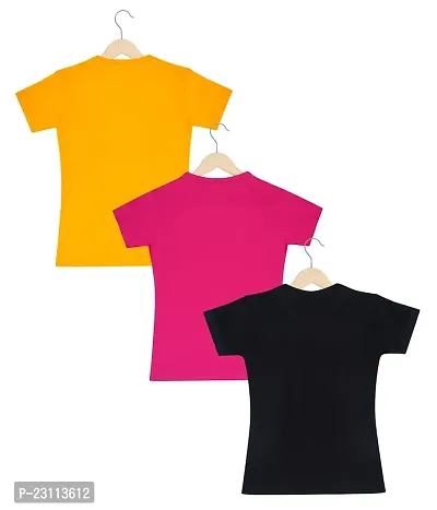 SAN TEE Girls Plain Half Sleeve Cotton T Shirt | Girls Tees | Girls Tops | T-shirt for Girls ( Multicolor , Pack of 3 )