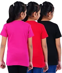 SAN TEE Girls Printed Pure Cotton T Shirt | Girls Tees | Girls Tops | T-shirt for Girls ( Multicolor , Pack of 3 )-thumb1