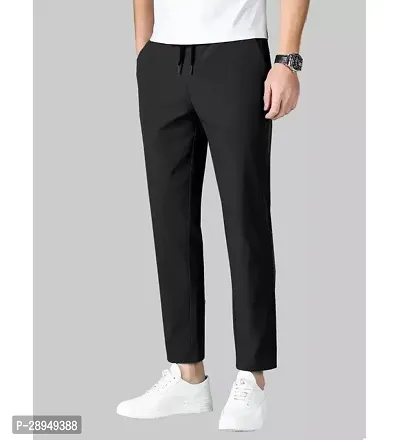 Mens Slim Fit Polyester Track Pants, Solid Lower for Men-thumb2