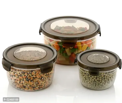 Plastic Food Storage Container with Airtight Lid for Kitchen- Pack of 3 (600ml, 1200ml, 1800ml)-thumb0