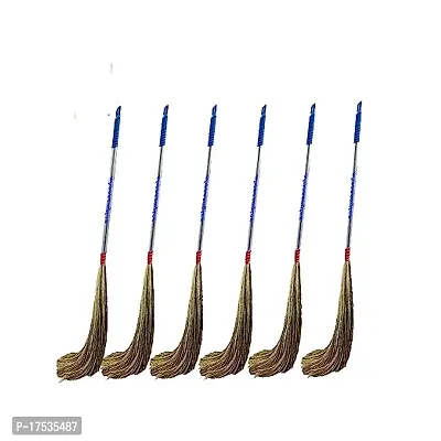 Classic Large Size Natural Broom Stick Home Cleaning  Pack Of 1 (Multi Colour)-thumb0