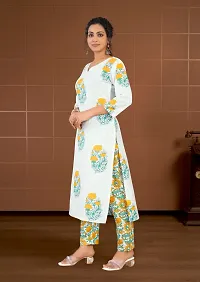 Stylish White Cotton Blend Kurta Bottom Set For Women-thumb4