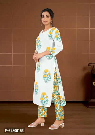 Stylish White Cotton Blend Kurta Bottom Set For Women-thumb5