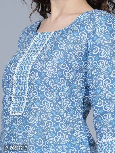 Stylish Cotton Blue Kurta Bottom Set For Women-thumb3