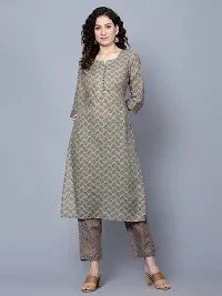 Stylish Cotton Grey Kurta Bottom Set For Women-thumb1