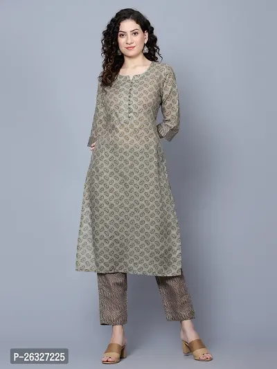 Stylish Cotton Grey Kurta Bottom Set For Women-thumb2