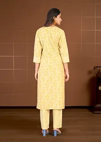 Stylish Yellow Cotton Blend Kurta Bottom Set For Women-thumb1