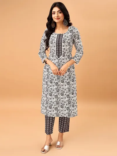 Stylish Cotton Blend Kurta Bottom Set For Women