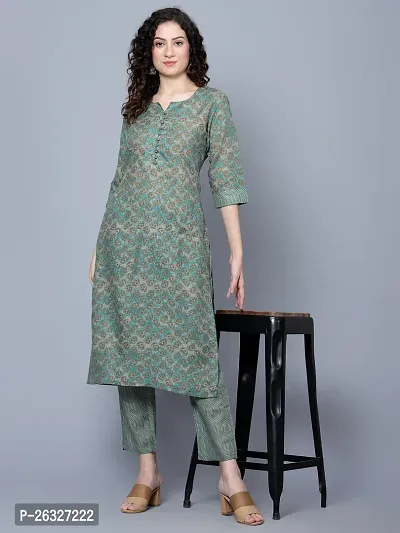 Stylish Cotton Green Kurta Bottom Set For Women-thumb0