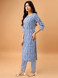 Stylish Blue Cotton Blend Kurta Bottom Set For Women-thumb1