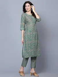 Stylish Cotton Green Kurta Bottom Set For Women-thumb1